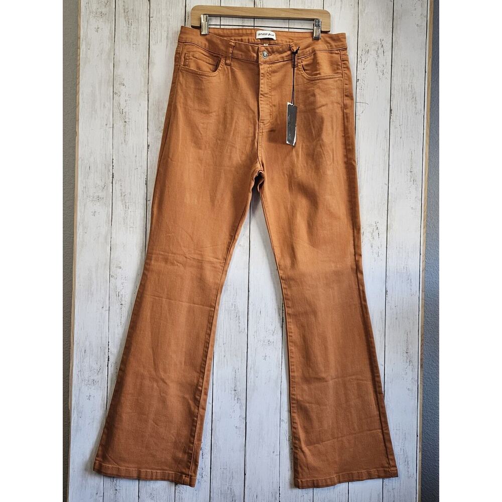 Studio Blue Avery Women's High Rise Stretch Flare Jeans Rust 33x34